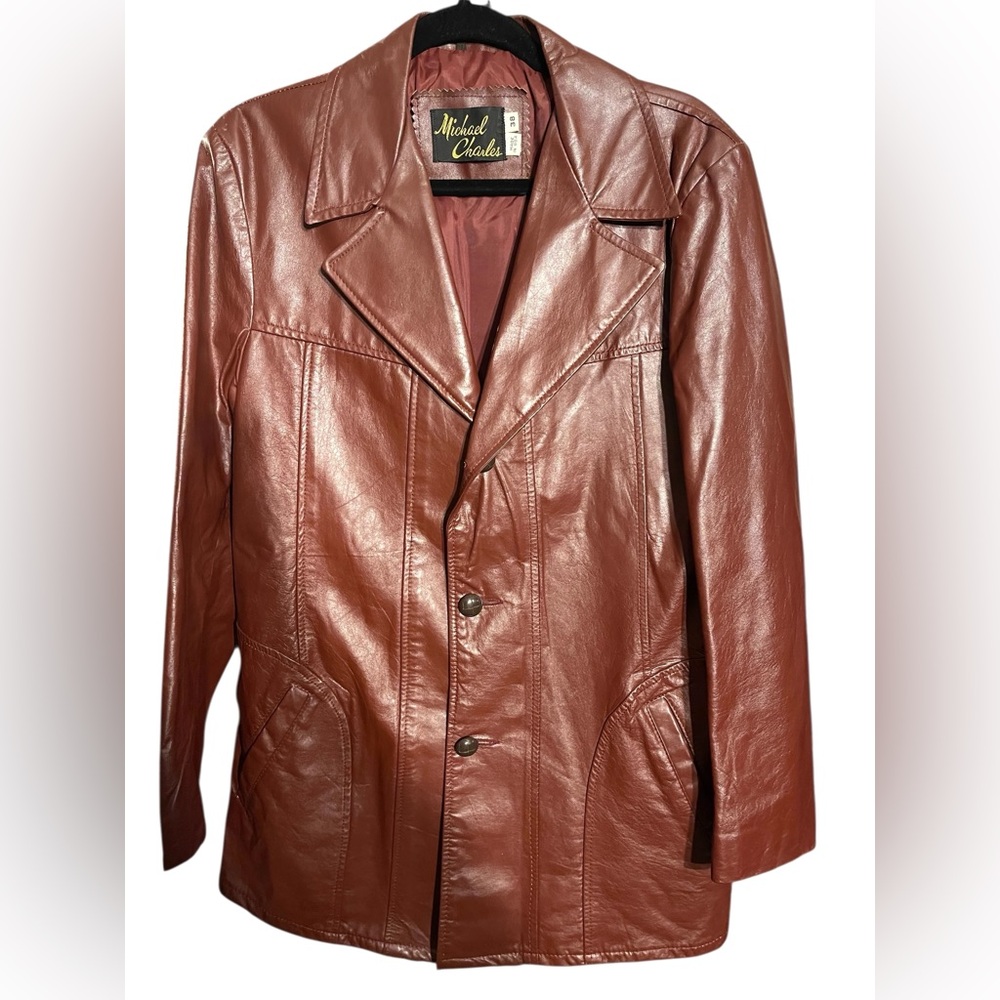 Michael Charles 1970s Brown Leather Jacket